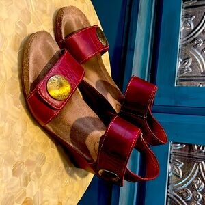 Red leather Taos sandals